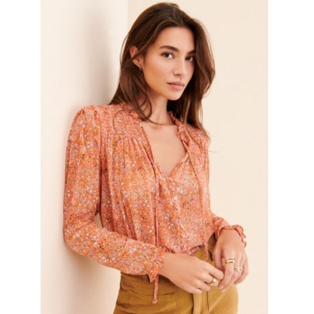 Free People Lela Blouse in Coral